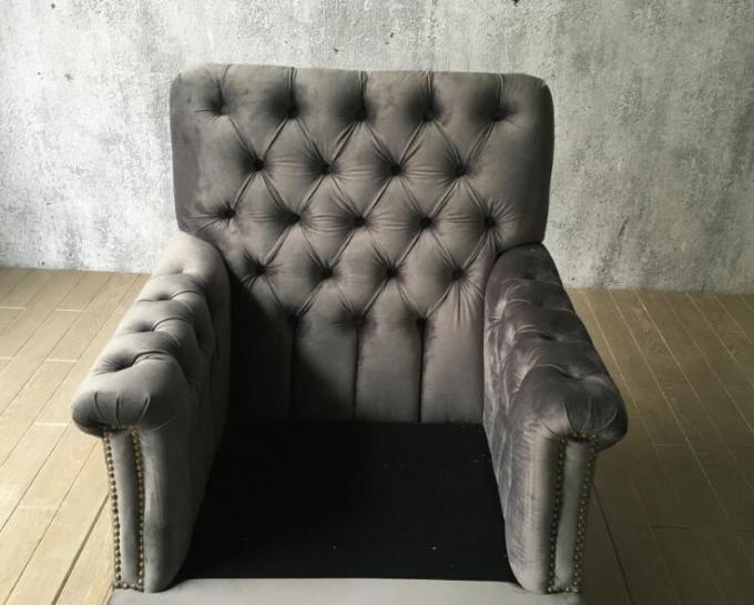 De enige Persoon Knoop Doorgenaaid Sofa Classic Velvet With Casters/Natuurlijke het Licht eindigt 0