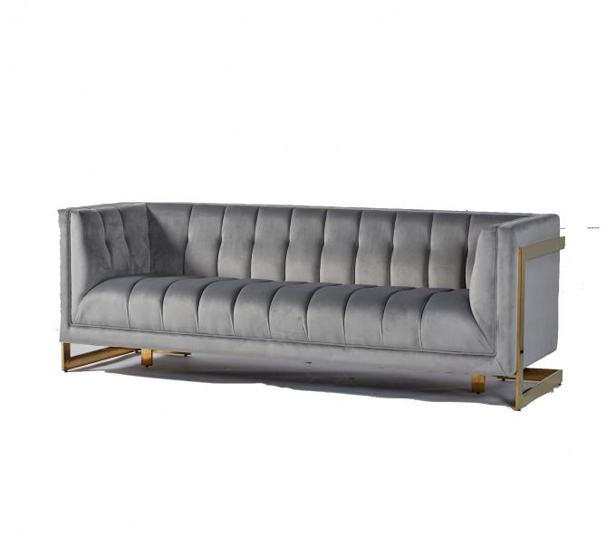 Fluweelstof Doorgenaaide Moderne Woonkamer Sofa With Hallow Metal Legs 1