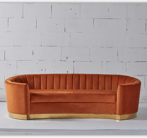 De Europese Oranje Fluweel Gebogen Bank van de Stijl Moderne Stof 2