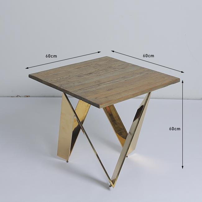 60x60x60cm Woonkamerkoffietafel X met Messingsbeen dat wordt gevormd 0