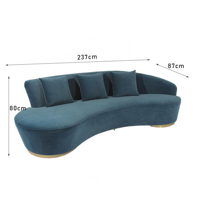 EPE Verpakte Fluweel Moderne Stof Sofa With Stainless Steel Base 0