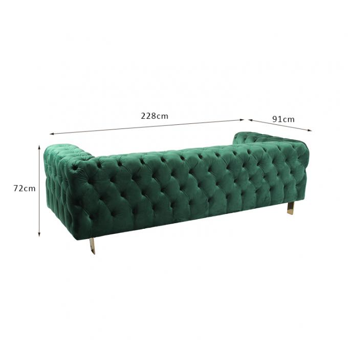 Hoog - Woonkamer 3 Seater-Fluweelknoop Sofa With Metal Base van het dichtheidsschuim 0