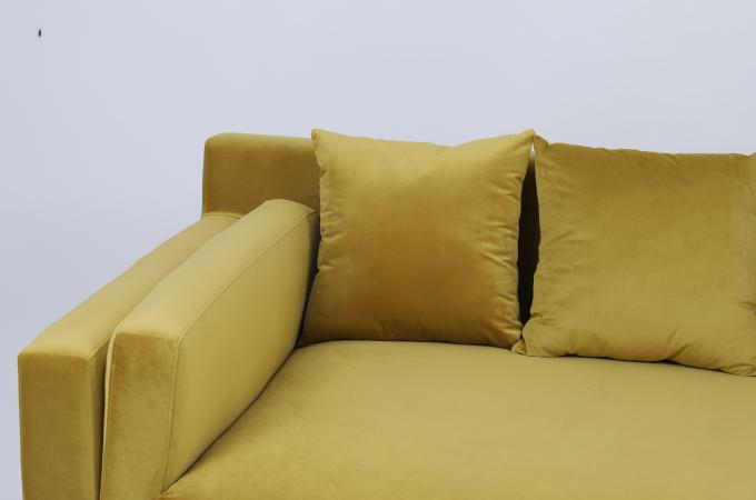 Aangepaste moderne fluwelen stoffen woonkamerbank met houten frame 2