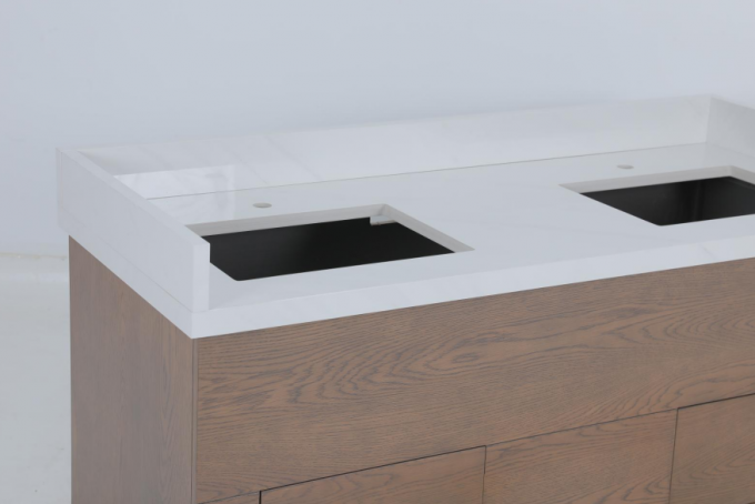 Commercieel hotel eiken fineer gevlekte badkamer met houten console 3