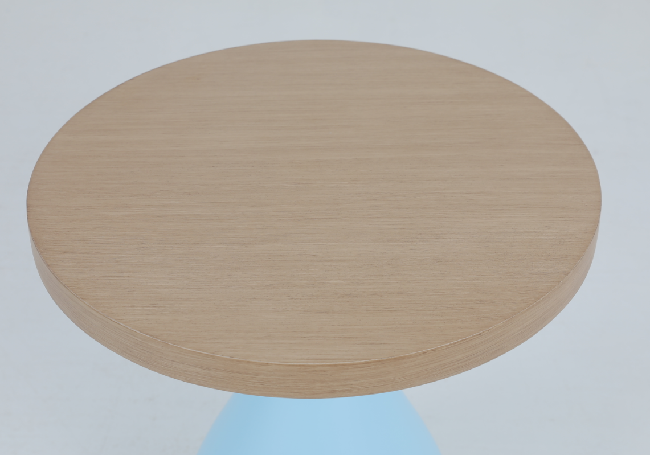 Houten ronde top moderne nachtkast met een vormige basis 0