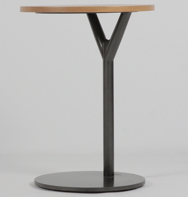 kopen Woonkamer Zwarte Ronde Houten Koffietafel met de Kant van de Staalbasis online vervaardiging