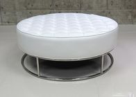 Round Leather Ottoman Storage Box Stainless Steel Base With Fully Assambled