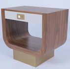 Luxury Custom Made Walnut Wood Veneer Night Stand With One Drawer And Power Outlet