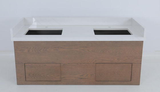 kopen Commercieel hotel eiken fineer gevlekte badkamer met houten console online vervaardiging