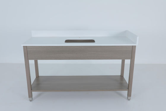 Metalen ferrule witte steen top en backsplash ijdelheid met houten plank