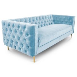 kopen Blue Velvet-Stoffenbanken en Stoelen, Eigentijdse Stof Sofa Golden Metal Base online vervaardiging