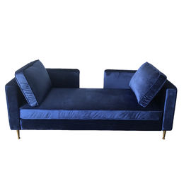 kopen Moderne het Fluweelwoonkamer Sofa With Gold Metal Legs van de Ontwerp Blauwe Kleur online vervaardiging