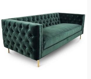 kopen De Woonkamer van het huismeubilair gaat liggen 3 Seat Sofa Green Velvet Fabric Upholstered online vervaardiging