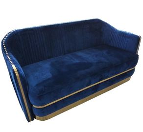 kopen De hete van de het metaalbasis van het verkoop luxuty blauwe fluweel gouden bank van de stoffenchesterfield met goud neilheads voor woonkamer of vergaderzaal online vervaardiging