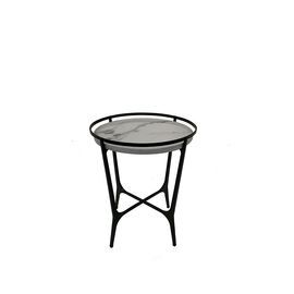 Goede prijs ijzer met poeder die witte en zwarte marmeren hoogste koffietafel voor woonkamer, kleine theelijst, zijlijst met een laag bedekken online