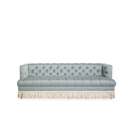 kopen Nieuwe van de de Stijlwoonkamer van Ontwerpschrijvers uit de klassieke oudheid Bank 3 Seater Grey Velvet Fabric Sofa With Modieuze Tasseles online vervaardiging