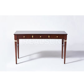 kopen Antiek MDF Houten het Schrijven Bureau met de Stevige Houten Benen van het Okkernootvernisje met Lade Drie online vervaardiging