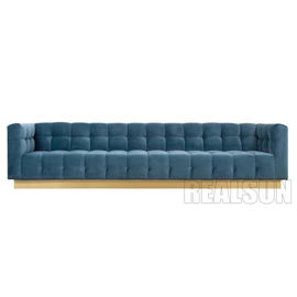 kopen Geborstelde de Woonkamersofa folded biscuit tufting with Getrokken Knopen van de Messingsbasis in Bule Velve online vervaardiging