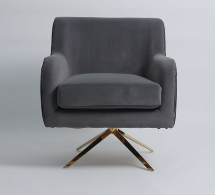 kopen Gouden Roestvrij staalbenen Modern Grey Velvet Armchair online vervaardiging