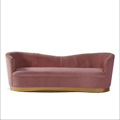 kopen Woonkamer Doorgenaaid Fluweel Rokerig Roze Sofa With Metal Base online vervaardiging