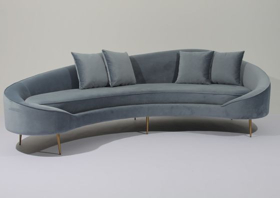 kopen W 260cm Fluweelstof Sofa Stainless Steel Base Couch voor Woonkamer online vervaardiging