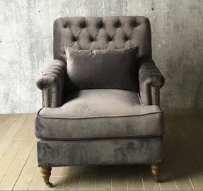 Goede prijs De enige Persoon Knoop Doorgenaaid Sofa Classic Velvet With Casters/Natuurlijke het Licht eindigt online