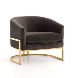 Goede prijs van de de verkoop moderne Europese stijl van 2018 hete het fluweelleunstoel met gouden metaalbasis online