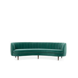 Goede prijs Het Ontwerp van de Stoffensofa chair curved back simple van het stofferingsfluweel Modern met zwarte stevige houten beenbank online