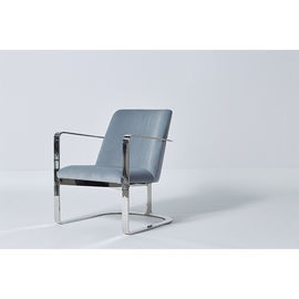 Goede prijs De moderne Stoelen van de het Meubilaireetkamer van de Ontwerp Schone Blauwe Stof met de Basis van het Staalmetaal online