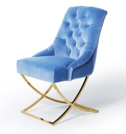 Goede prijs Gouden van het Metaalbenen van X Dwars van de het Meubilaireetkamer van de Stoelenblue velvet Doorgenaaide de Stoffenknoop online