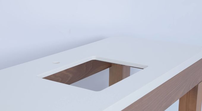 Commercieel hotel eiken fineer gevlekte badkamer met houten console 3
