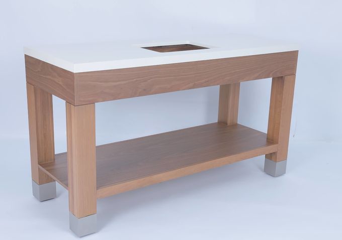 Commercieel hotel eiken fineer gevlekte badkamer met houten console 2