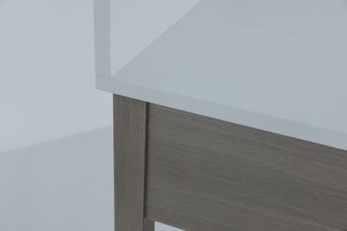 Metalen ferrule witte steen top en backsplash ijdelheid met houten plank 2