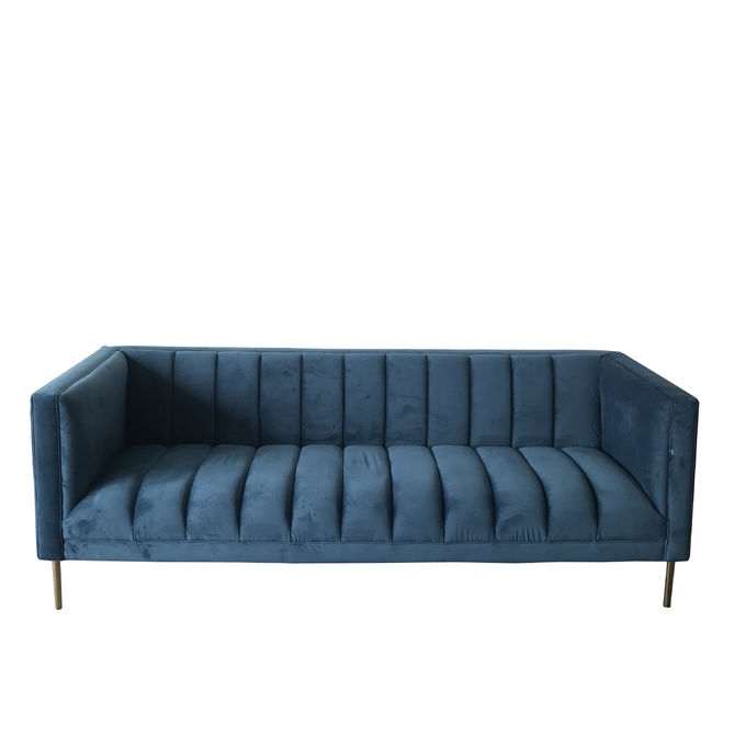Blue Velvet Doorgenaaid 3 Seat 221x76x78cm Woonkamerbank 0