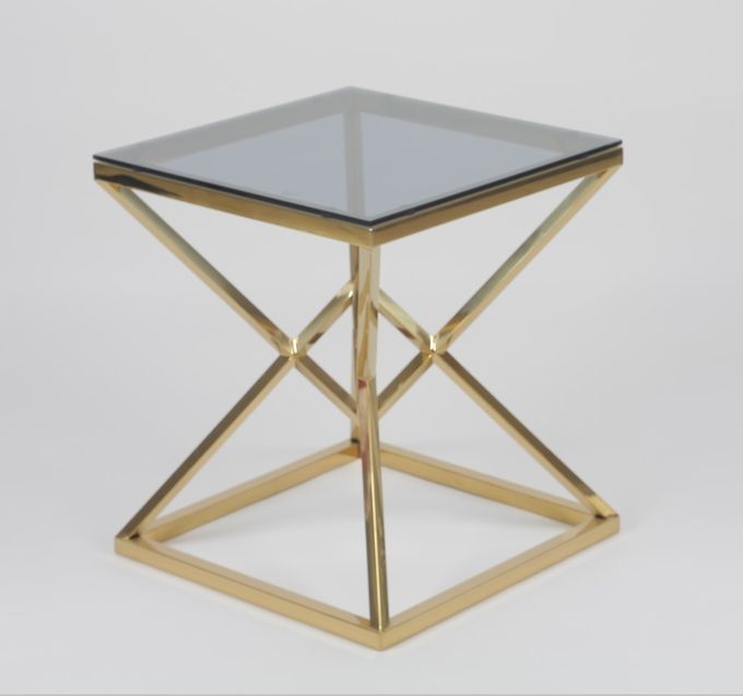 50x50cm Moderne 0.47cbm Roestvrij staal en Glaskoffietafel 5