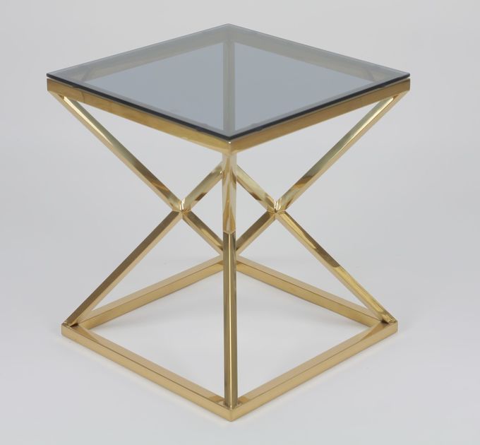 50x50cm Moderne 0.47cbm Roestvrij staal en Glaskoffietafel 4