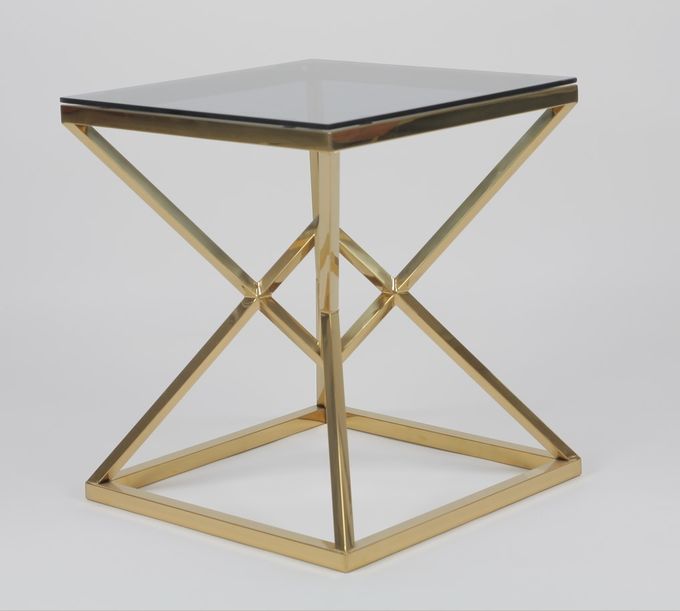 50x50cm Moderne 0.47cbm Roestvrij staal en Glaskoffietafel 3