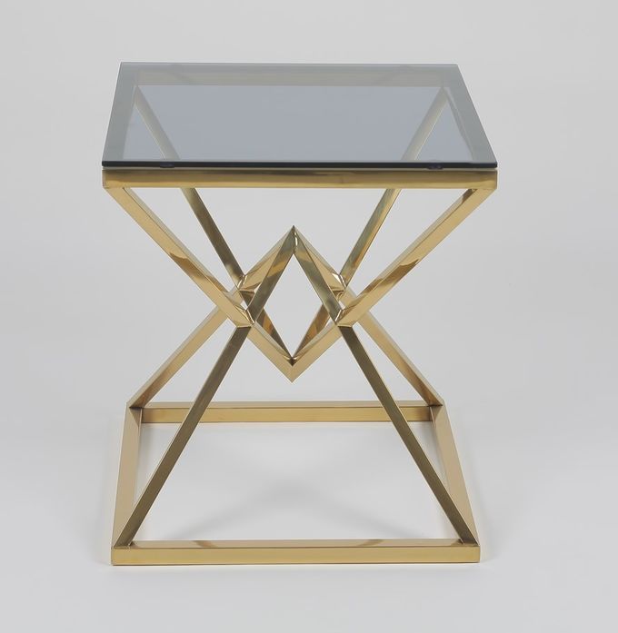 50x50cm Moderne 0.47cbm Roestvrij staal en Glaskoffietafel 2