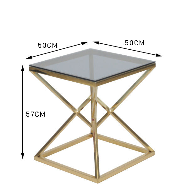 50x50cm Moderne 0.47cbm Roestvrij staal en Glaskoffietafel 1