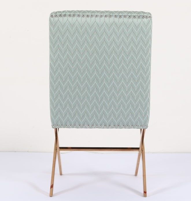 Blauwe Beklede het Dineren van H84cm Stof Stoelen met Gouden Ss Basis 3