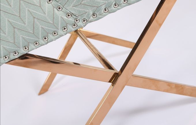 Blauwe Beklede het Dineren van H84cm Stof Stoelen met Gouden Ss Basis 1