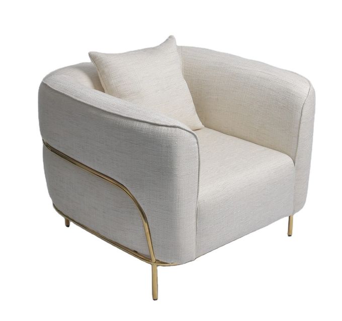 stof 89*85*90CM Beklede Zitkamerstoel met Gouden Roestvrij staal 2