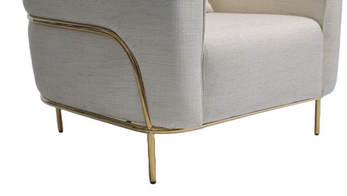 stof 89*85*90CM Beklede Zitkamerstoel met Gouden Roestvrij staal 1