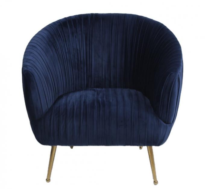 De moderne Blauwe 88CM Leunstoel van de Fluweelstof met Roestvrij staalbenen 1