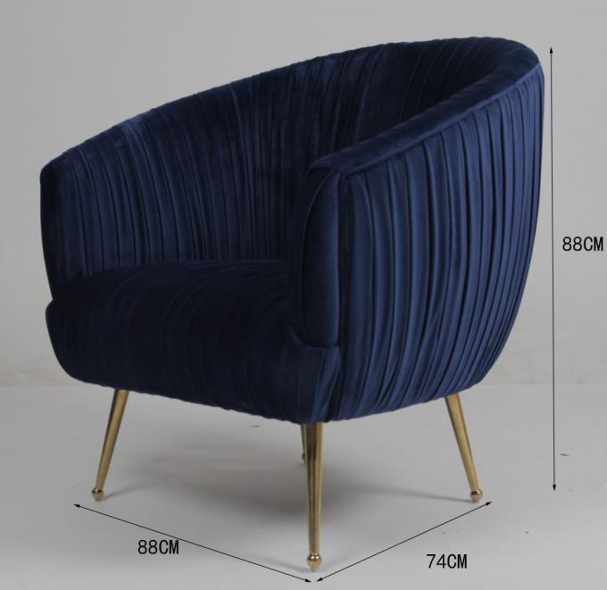 De moderne Blauwe 88CM Leunstoel van de Fluweelstof met Roestvrij staalbenen 0