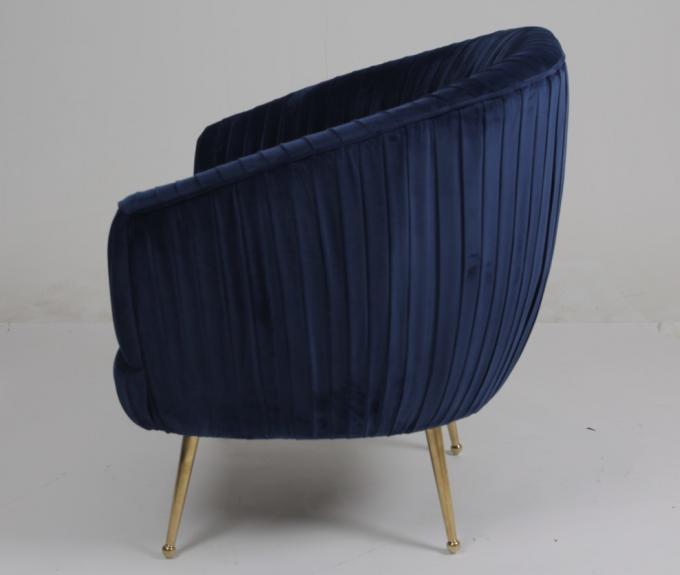 De moderne Blauwe 88CM Leunstoel van de Fluweelstof met Roestvrij staalbenen 4