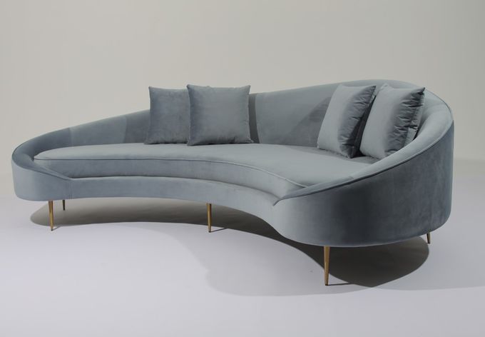 W 260cm Fluweelstof Sofa Stainless Steel Base Couch voor Woonkamer 3