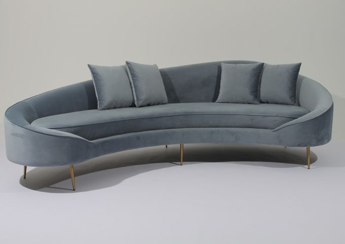 W 260cm Fluweelstof Sofa Stainless Steel Base Couch voor Woonkamer 2