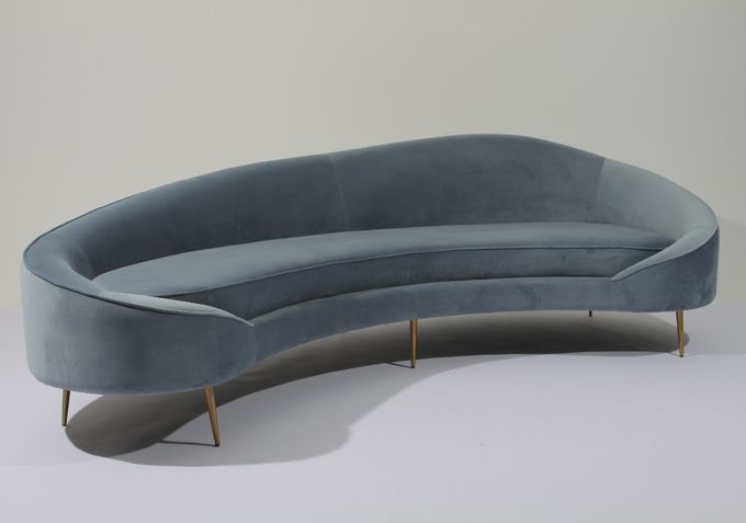 W 260cm Fluweelstof Sofa Stainless Steel Base Couch voor Woonkamer 1