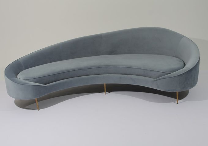 W 260cm Fluweelstof Sofa Stainless Steel Base Couch voor Woonkamer 4
